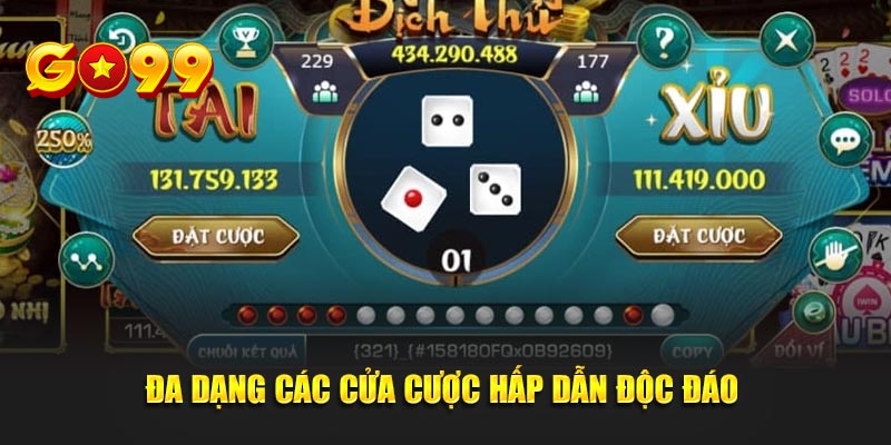 Đa dạng các cửa cược hấp dẫn độc đáo 